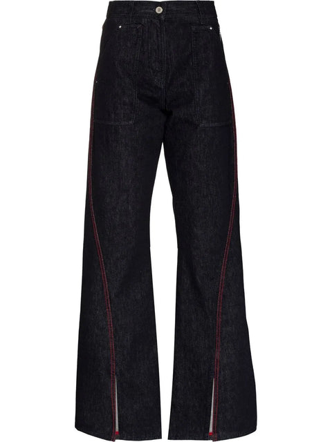 Ferragamo Front-Slit Wide-Leg Jeans