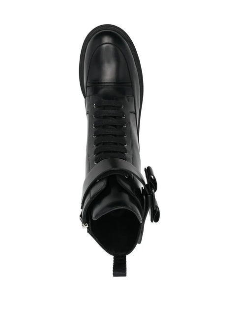 Ferragamo Chunky Leather Biker Boots