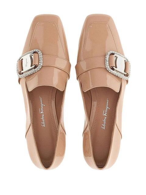 Ferragamo Vara Patent-Leather Chain-Loafers