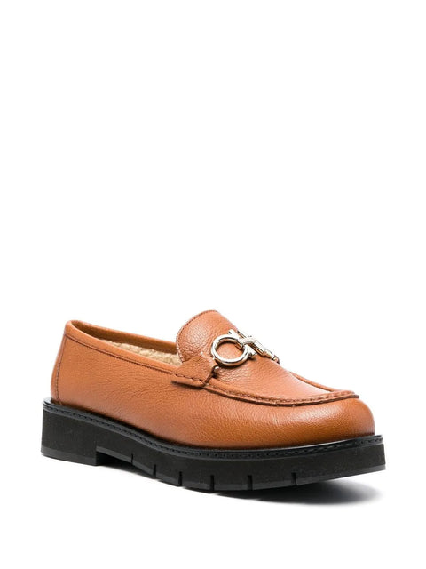 Ferragamo Rolo Shearling-Lined Loafers