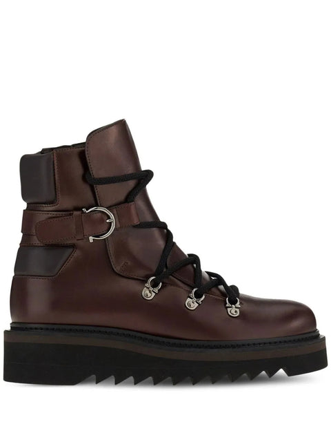 Ferragamo Elimo Lace-Up Boots in Brown