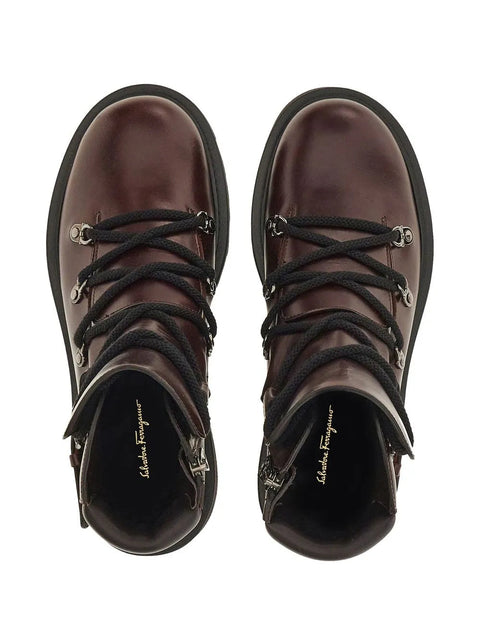 Ferragamo Elimo Lace-Up Boots in Brown