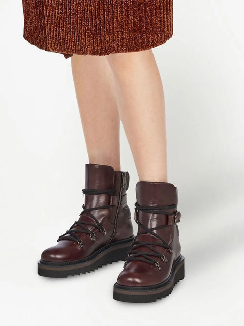 Ferragamo Elimo Lace-Up Boots in Brown