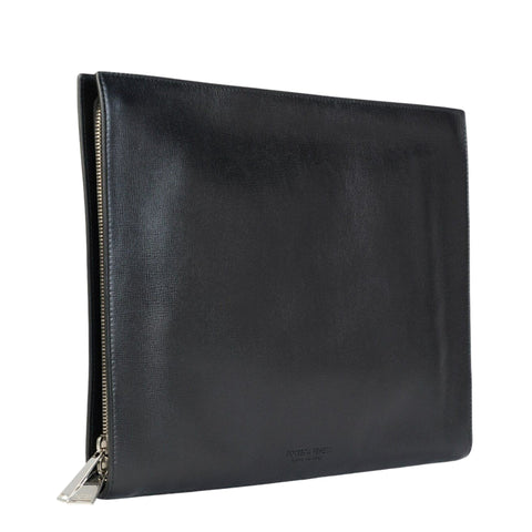 Bottega Veneta Leather Document Case Wristlet in Black