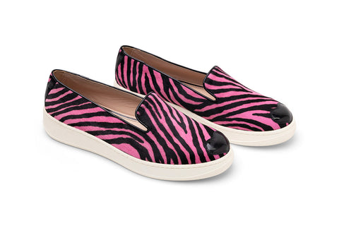 Hogan Zebra-Print Heart-Detail Sneakers in PINK
