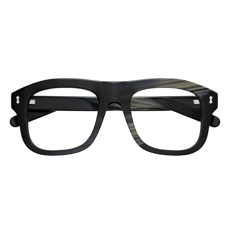 Gucci Sunglasses Square Full Rim, Shiny Black Beige And Blue Maxi Horn Frame and Clear/Blue Magnetic Clip-On Lens GG1712S003
