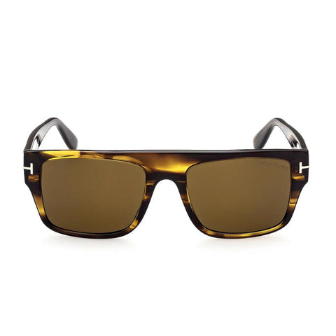 Tom Ford Sunglasses Square Full Rim, Dark Havana Frame and Brown Lens FT090748J