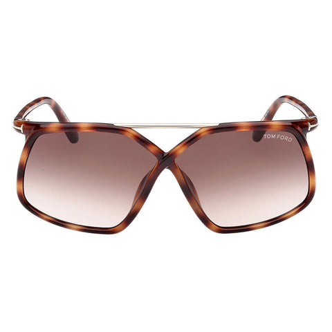 Tom Ford Sunglasses Geometric Full Rim, Dark Havana Frame and Gradient Brown Lens FT103852F