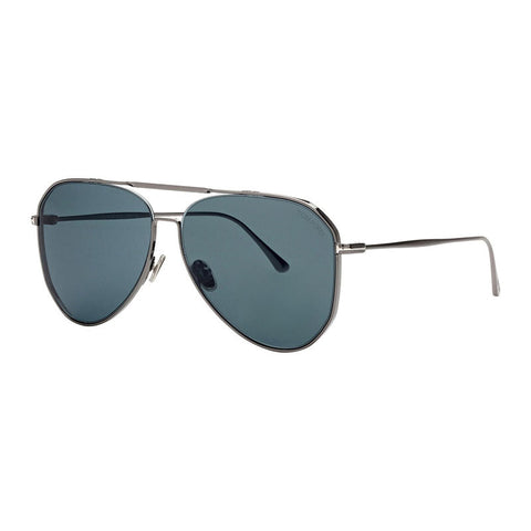 Tom Ford Sunglasses Aviator Full Rim, Shiny Dark Ruthenium Frame and Dark Teal Lens FT085312V