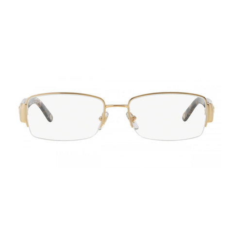 Versace Eyeglasses Rectangle Semi Rim, Gold Frame and Clear Demo Lenses Lens VE1175B1002