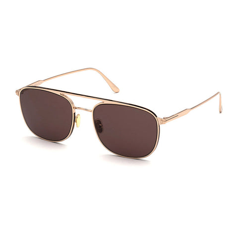 Tom Ford Sunglasses Aviator Full Rim, Rose Gold Frame and Brown Lens FT082728E