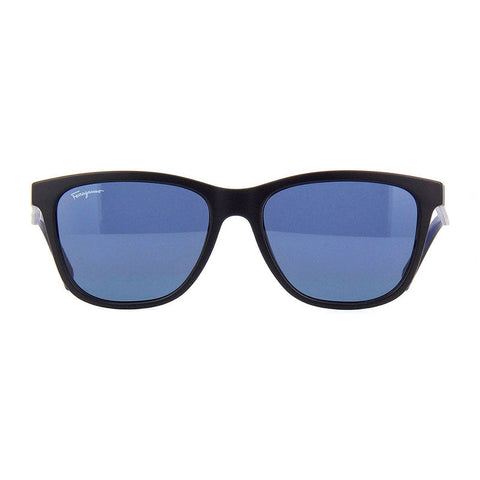 Salvatore Ferragamo Sunglasses Square Full Rim, Matte Black Frame And Blue Lens Sf998S002