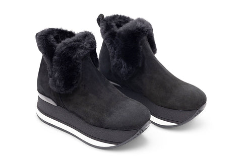 Hogan Faux Fur Trim Booties