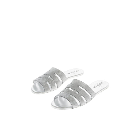 Hogan Valencia Ciabatta Silver Sandals