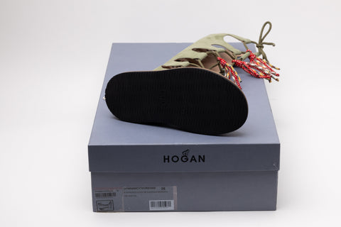Hogan Lace-Up Tassel Sandals in GREEN