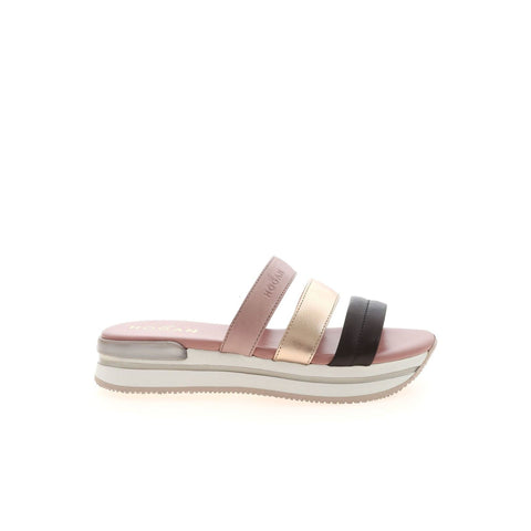Hogan H257 Leather Sandals in Pink/Gold