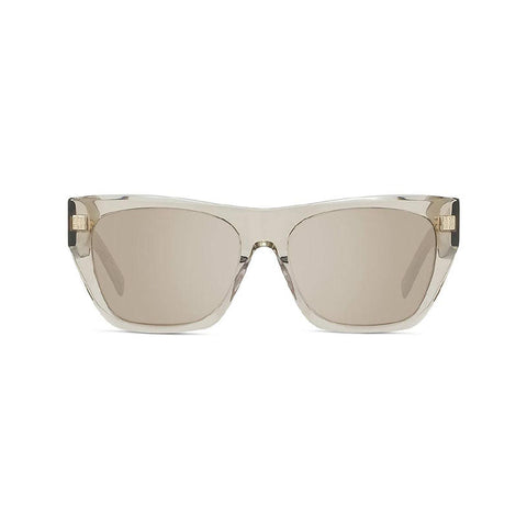 Givenchy Sunglasses Square Full Rim, Transparent Beige Frame and Brown with Silver Mirror Lens GV40061U45G