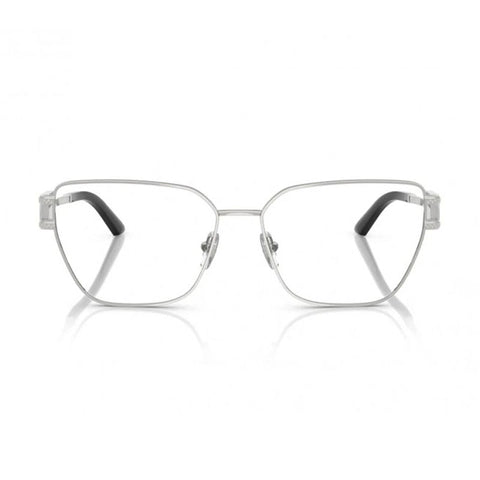 Versace Eyeglasses Oval Full Rim, Silver Frame and Clear Demo Lenses Lens VE13011000