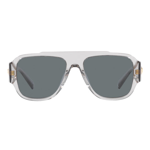 Versace Sunglasses Aviator Full Rim, Transparent Grey Frame and Dark Blue Lens VE4436U530580