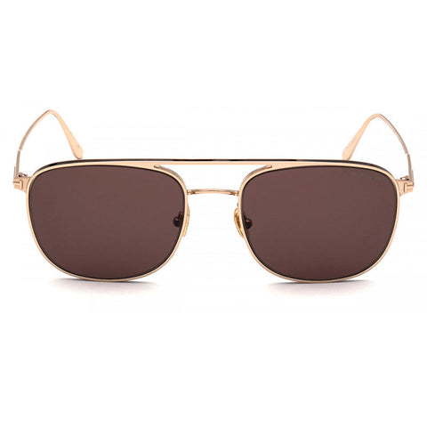 Tom Ford Sunglasses Aviator Full Rim, Rose Gold Frame and Brown Lens FT082728E