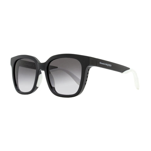 Alexander McQueen Sunglasses Square Full Rim, Shiny Black/White Frame and Grey Gradient Lens AM0295SK002