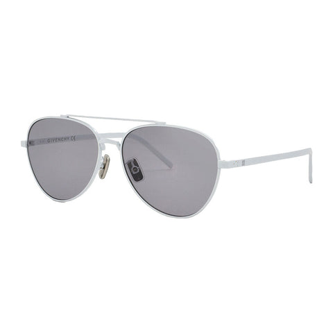 Givenchy Sunglasses Aviator Full Rim, White Frame and Grey Lens GV40003U56A