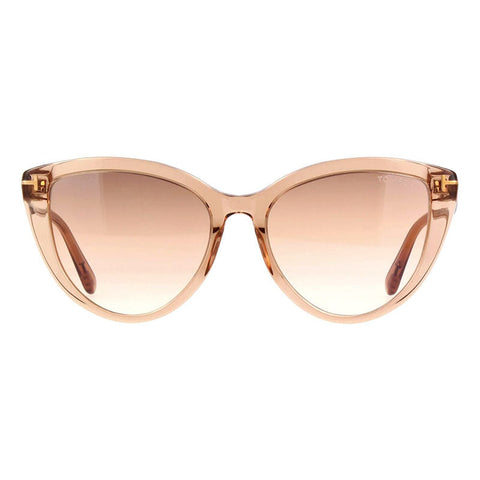 Tom Ford Sunglasses Cat Eye Full Rim, Shiny Light Brown Frame and Gradient Brown Mirror Lens FT091545G