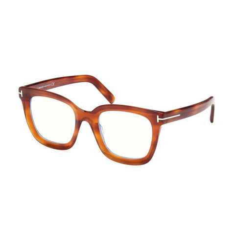 Tom Ford Eyeglasses Square Full Rim, Blonde Havana Frame and Clear Blue Light Block Lens FT5880-B053
