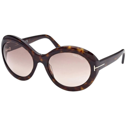 Tom Ford Sunglasses Oval Full Rim, Dark Havana Frame and Brown Gradient Lens FT091852F