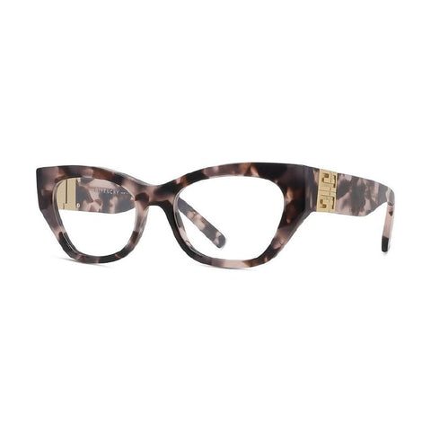 Givenchy Eyeglasses Cat Eye Full Rim, Colored Havana Frame and Clear Demo Lens Lens GV50059I055