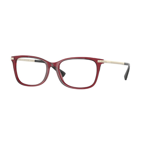 Valentino Eyeglasses Rectangle Full Rim, Transparent Red Frame and Clear Demo Lens Lens VA30745115