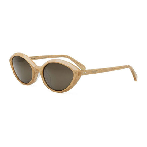 Celine Sunglasses Cat Eye Full Rim, Shiny Milky Peach with Gold Glitter Frame and Brown Lens CL40264U59E
