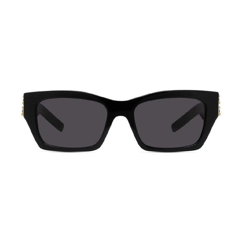 Givenchy Sunglasses Rectangle Full Rim, Shiny Black and Studs Frame and Grey Lens GV40077I01A