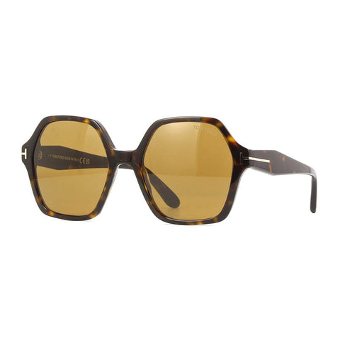 Tom Ford Sunglasses Geometric Full Rim, Dark Havana Frame and Brown Lens FT103252E