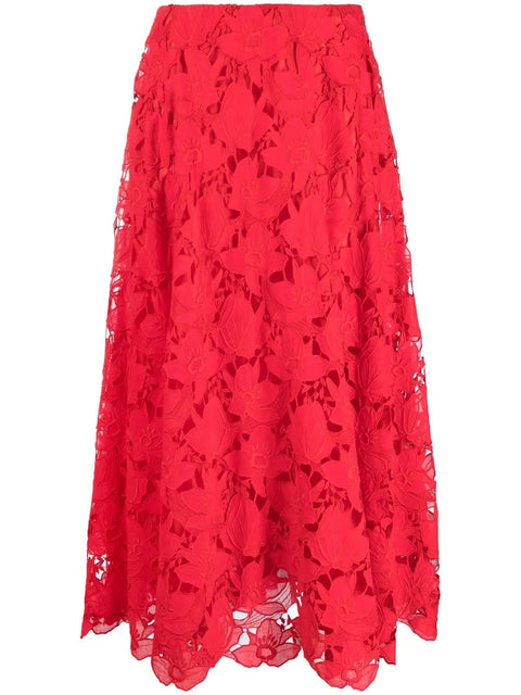 Valentino Garavani Floral-Lace Midi Skirt