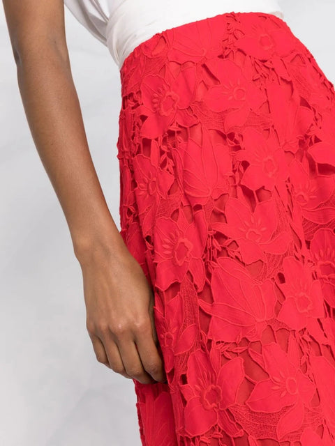 Valentino Garavani Floral-Lace Midi Skirt