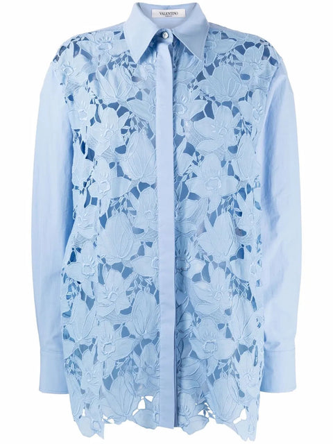 Valentino Garavani Long-Sleeve Lace Shirt