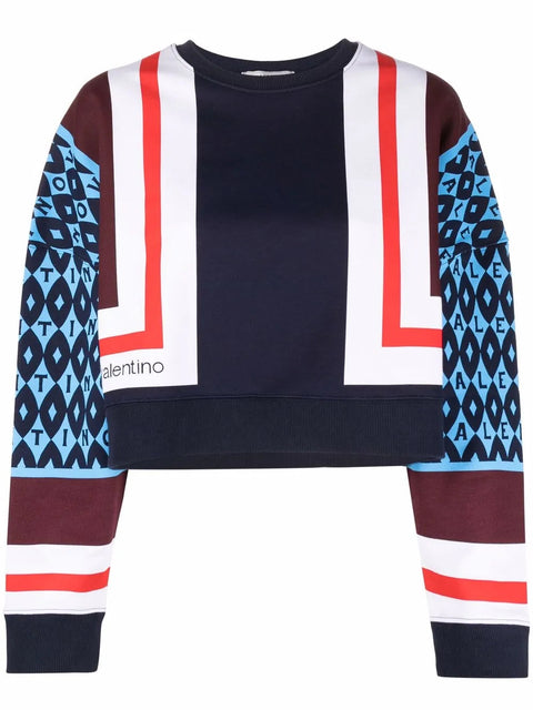 Valentino Garavani V-Print Cropped Sweatshirt