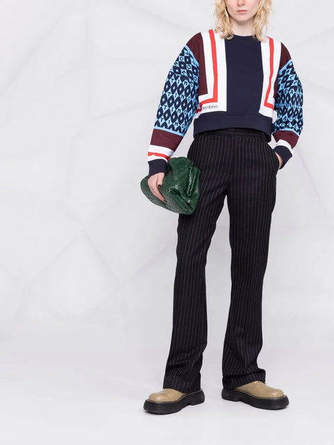 Valentino Garavani V-Print Cropped Sweatshirt