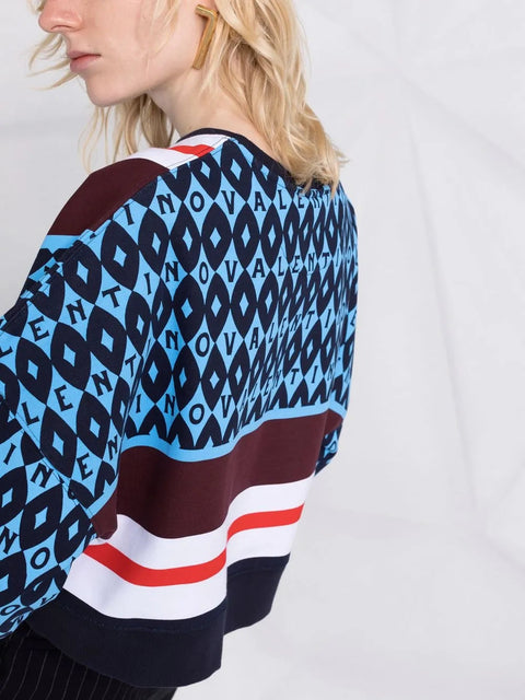Valentino Garavani V-Print Cropped Sweatshirt