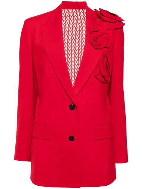 Valentino Garavani Floral Appliqué V-Neck Blazer