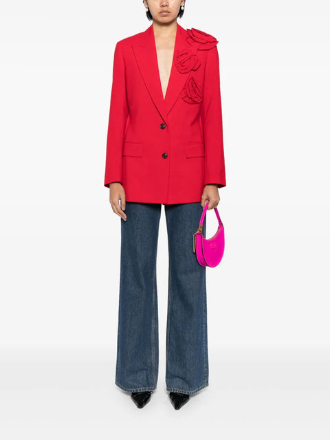 Valentino Garavani Floral Appliqué V-Neck Blazer