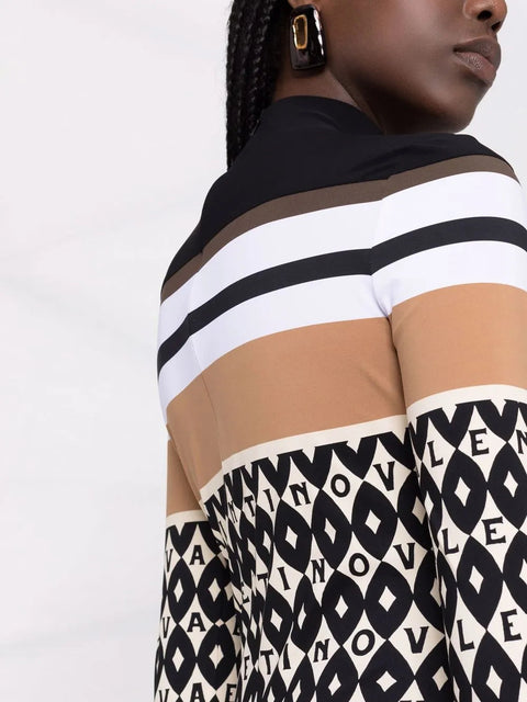 Valentino Garavani Logo-Pattern Striped Dress