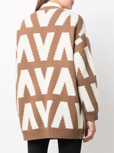 Valentino Garavani Logo-Intarsia Virgin Wool Cardigan