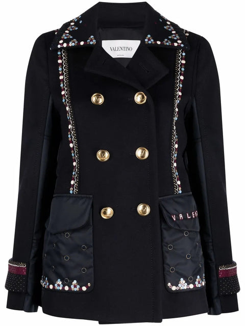 Valentino Garavani Double-Breasted Embellished Jacket