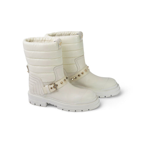 Valentino Garavani Light Ivory Padded Combat Boot: