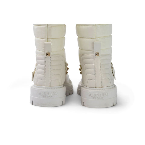 Valentino Garavani Light Ivory Padded Combat Boot: