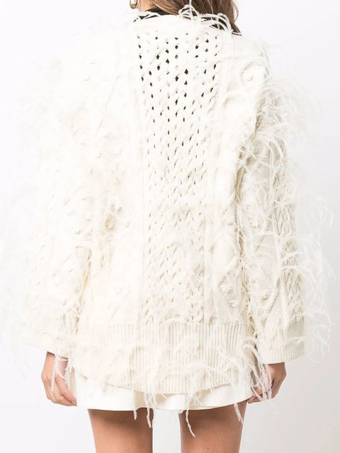 Valentino Garavani Feather-Embellished Wool Jumper