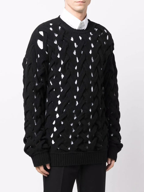 Valentino Garavani Woven Knitted Crew-Neck Jumper