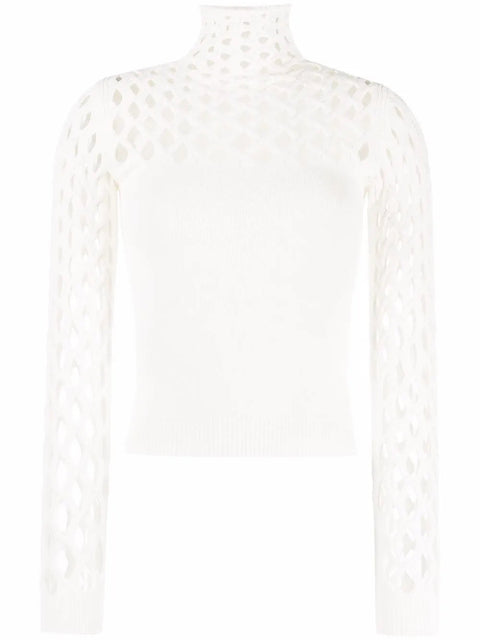 Valentino Garavani Open-Knit Roll-Neck Top